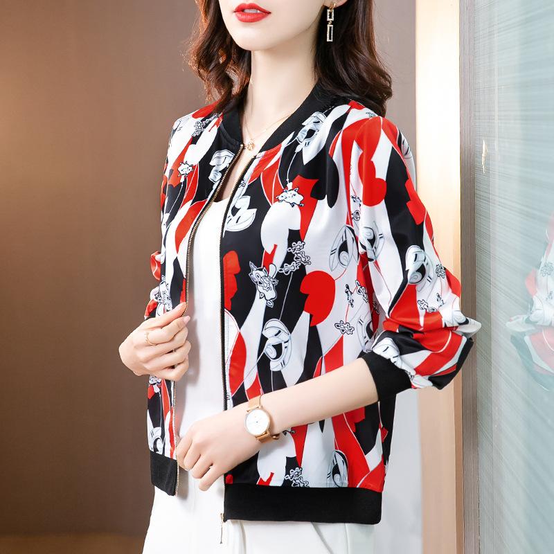 Frühling Neue Amerikanische Retro Mantel Frauen Mittleren Alters Mutter Frühling und Herbst Jacke Strickjacke Baseball Jacke Jacke Jacke XL