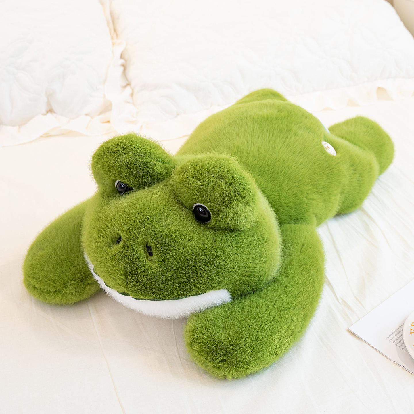 30-60cm Neues liegendes Frosch Plüschtier Kawaii Stofftier Frosch Deko Kissen Weiches Cartoon Tier Frosch Puppen Mädchen Geburtstag Geschenke 45cm
