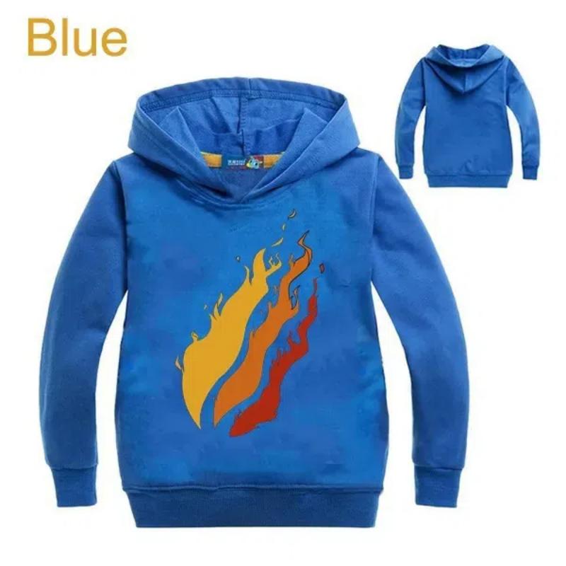 Neue Kinderkleidung PrestonPlayz Hoodie Feuer-Logo Inspirierte Sweatshirts Preston Playz Merch Sweatshirt für Jungen und Mädchen 130cm blau
