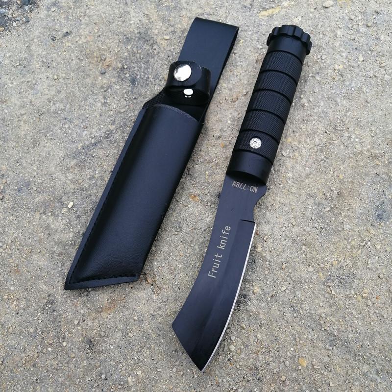 Haushalt Küche Messer Kleine Essen Hammel Schneiden Hammelfleisch Rindfleisch Messer Gerade Messer Mehrzweck Obst Messer Schälmesser 5CR13mov Stahl With Cover schwarz