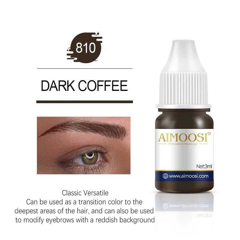 Tattoo-Tinte Nano-Pigment Milchfarben für semipermanentes Make-up-Set, Tönung, Augenbrauen, Eyeliner, Lippen, Schönheit, 3 ml Microblading-Pigmente 810 Dark Coffee