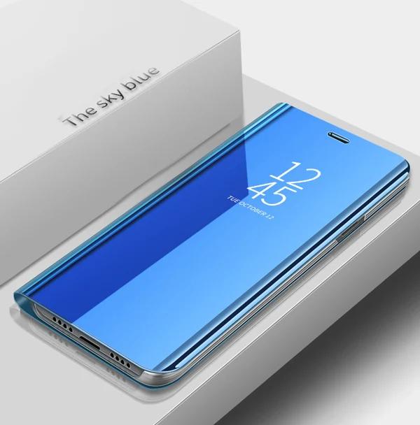 Spiegel-Flip-Hüllen für Xiaomi Redmi Note 14 13 12 11 Pro Plus 5G Ständerhalter Handyhülle Redmi Note 10S 11S 12S 10 9 8 Pro Hülle Note 14 Pro Plus 5G&for Xiaomi Redmi blau