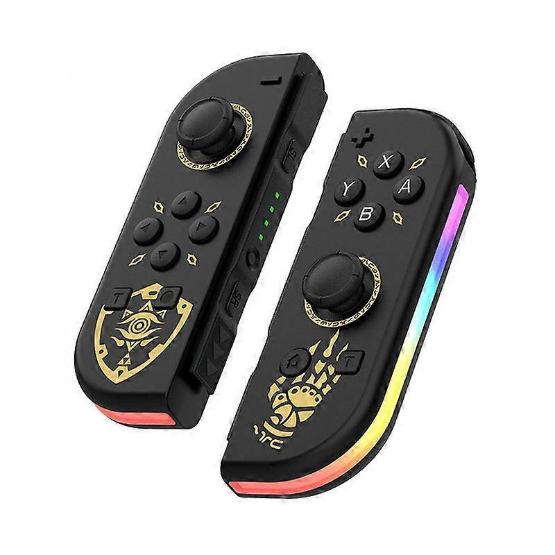 BT 5.2 RGB LED Switch L/R JoyCon Gamepad für Nintendo Switch/Lite/Oled JoyCon Gamepads Joystick mit Dual-Vibration(Schwarz golden)