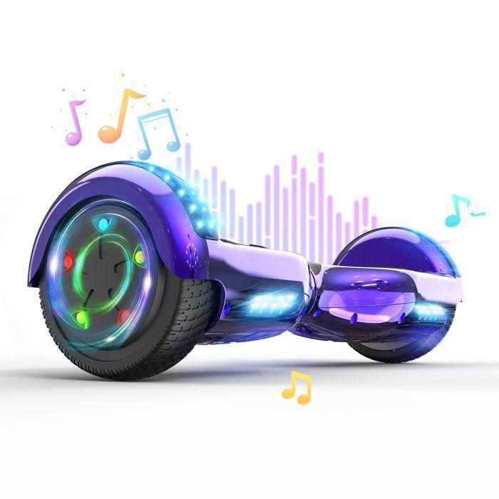 Hoverboard 6,5 Zoll mit Bluetooth und LED - RCB - Perfektes Geschenk für Kinder Chromviolett Violett