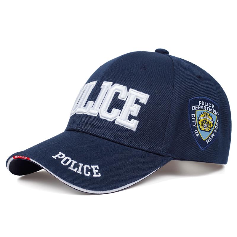 Neue POLIZEI Brief Stickerei Baseball Cap Hip Hop Cap männer Universal Trucker Cap Golf Cap dunkelblau