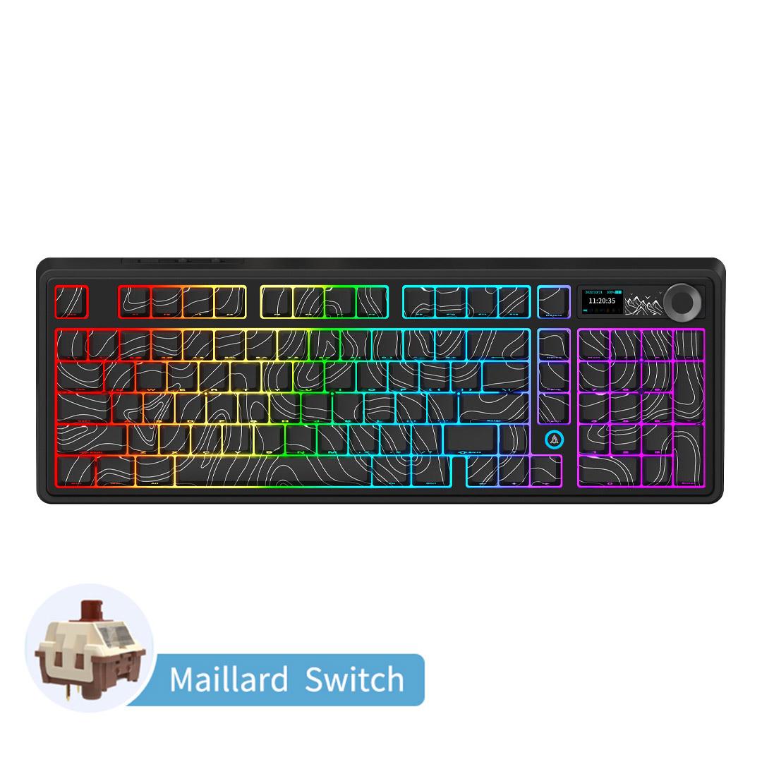 Ajazz AK980 PLUS Gaming Mechanische Tastatur Drei Modi Mit Bildschirm RGB Gaming Büro schwarz