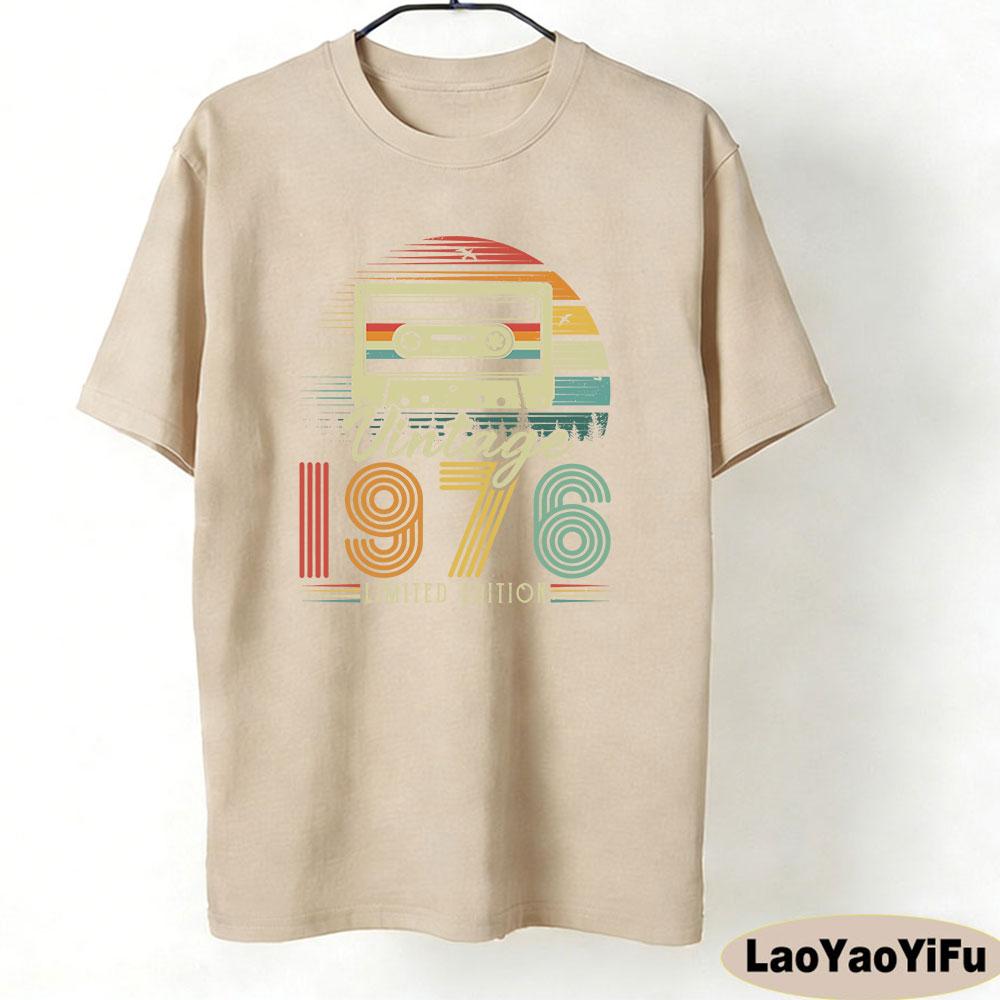 50. Geburtstag T-Shirt Vintage 1976 Limitierte Auflage Kassette T-Shirt 1976 Geburtstag T-Shirt Retro Stil Herren Damen Unisex S beige