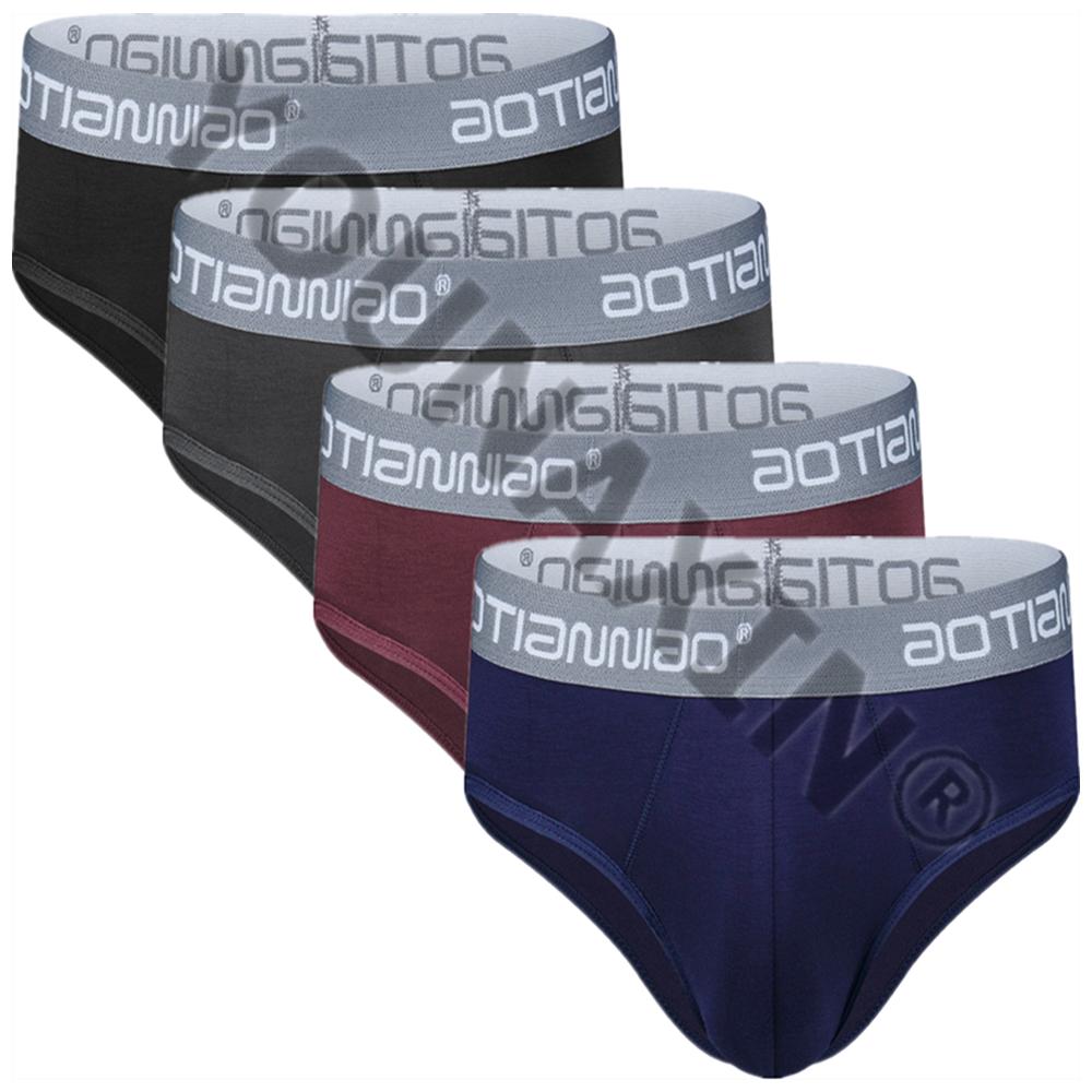 4 Stück große Slips für Herren, Unterwäsche, Unterhose, für Herren, große Schlüpfer, Unterhose, Modal-Unterwäsche, L, XL, 2XL, 3XL, 4XL, 5XL L schwarz/blau