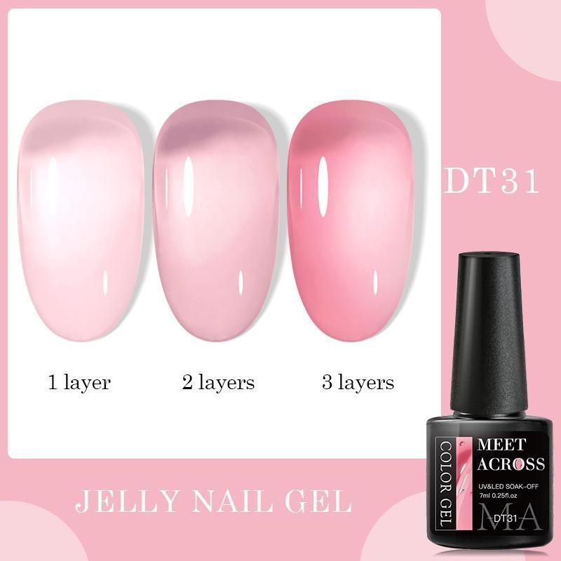 TREFFEN SIE ÜBER Jelly Nail Gel Polish Pink Nude Color Gel Vernis Semi Permanent Maniküre UV Gel Nail Art Top Coat Nagellack DT31