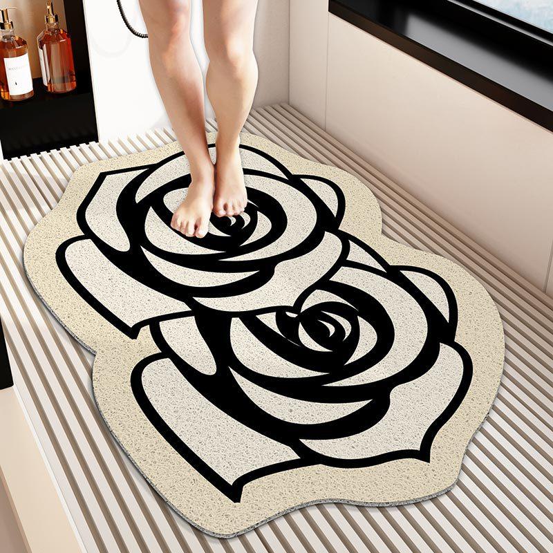 Blumen Badezimmer Drahtring Rutschfeste Matte Duschkabine Badezimmer Badezimmermatte für Ältere Leicht zu Reinigen Langlebig 40CMx60CM