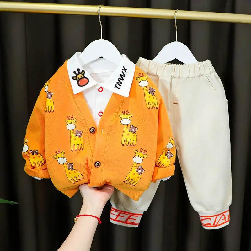 Baby Junge Frühling und Herbst Anzug Mittlere und Kleine Kinder Kleinkinder Kinder Kleidung Strickjacke Jacke Herbst Kleidung Drei-stück Anzug 80