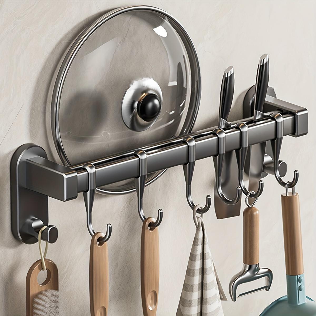 Multifunktionaler Küchen-Organizer – perfekt für Essstäbchen, Messer, Gewürze usw. | Einfache Montage durch Kleben oder Schrauben Total length 13.78 inches graue