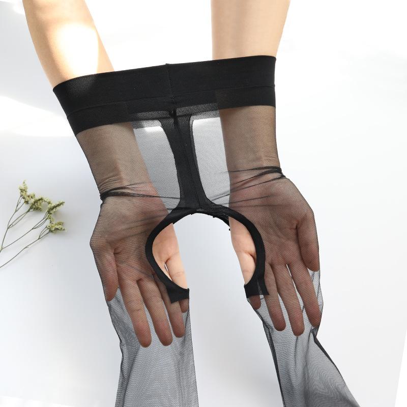 Neue 0D Sexy Atmungsaktive Strumpfhosen Transparenter Schrittloser Damenstrumpfhosen Ultra-Dünne Nylonstrumpfhosen Damen Dehnbare Strümpfe 150-173(40-65kg) black