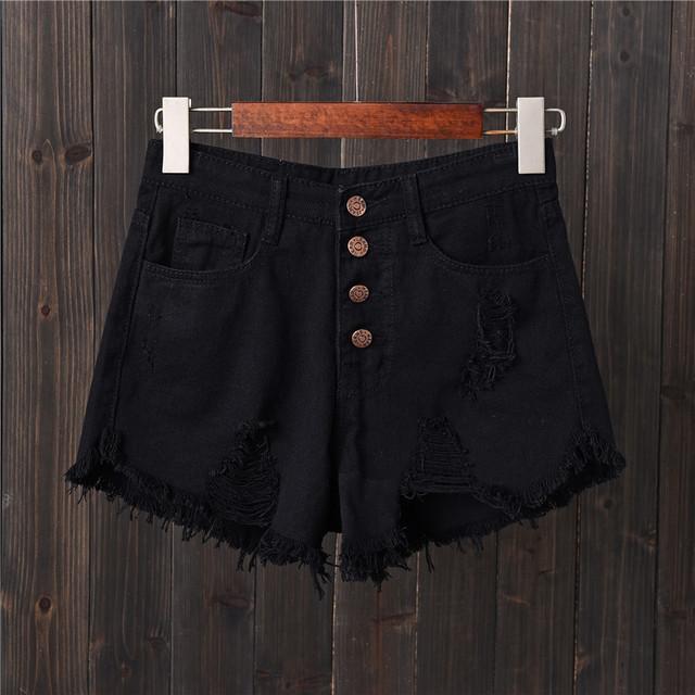 Damen-Shorts mit weitem Bein, zerrissen, elastisch, Übergröße, Damen-Denim-Shorts, Damen-Jeans in Übergröße, superkurz M