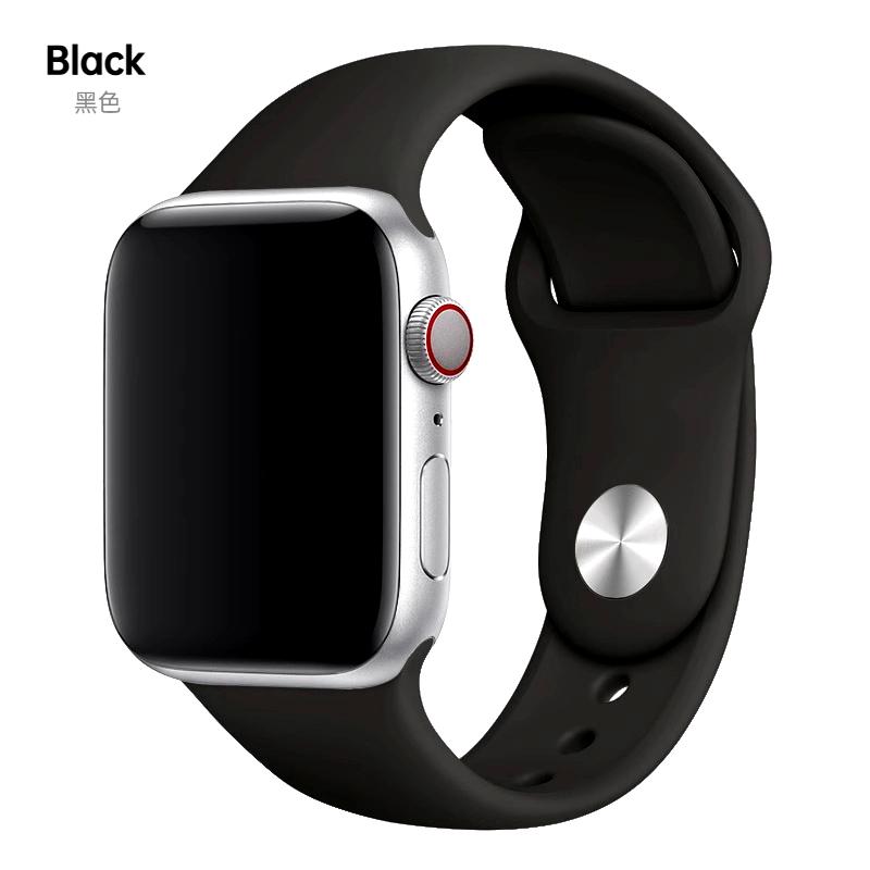Silikon Sportarmband für Apple Watch Armband 49mm 46mm 44mm 41mm 45mm 42mm Pride Edition Armband Correa iWatch Serie 10 9 8 Ultra2 Armband 40mm 38mm 38 40 41 S10-42mm&M-L schwarz