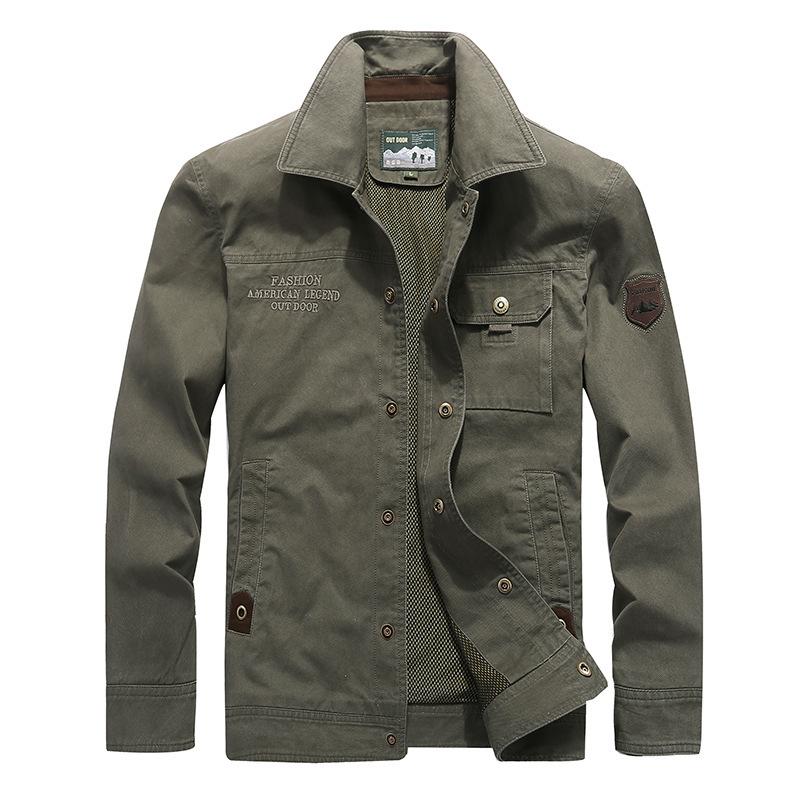 Frühling und Herbst Neue Casual Tooling Jacke Herren Reine Baumwolle Jacke Tooling Militär Fans Retro Top Außen Jacke Männer L