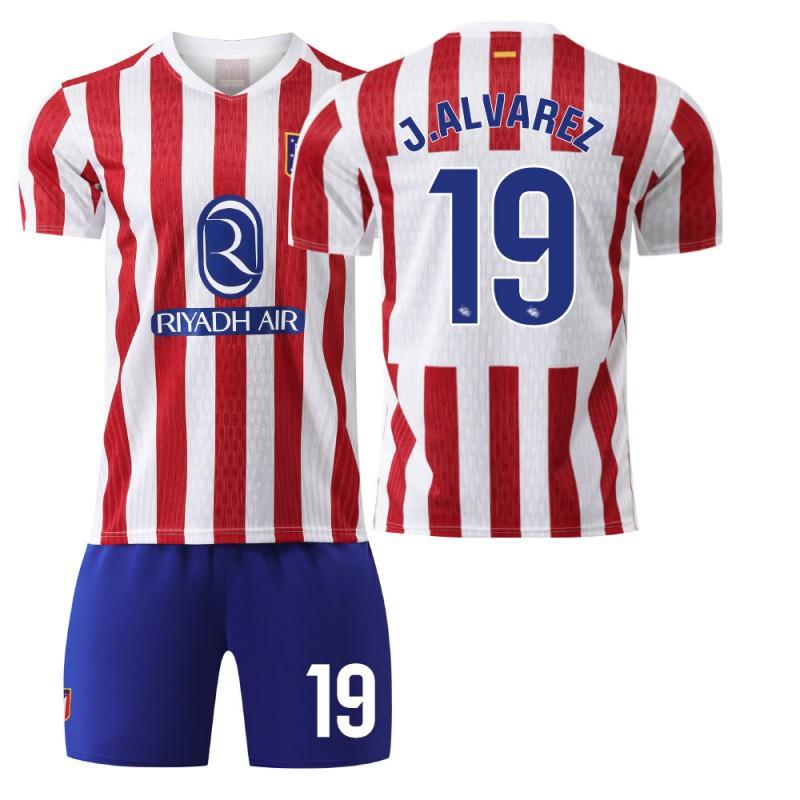 2025-26 Atletico Madrid Heim Nr.. 7 Gretzman Trikot Kinderkleidung Fußball-Uniformset 19 Alvarez 28# gray