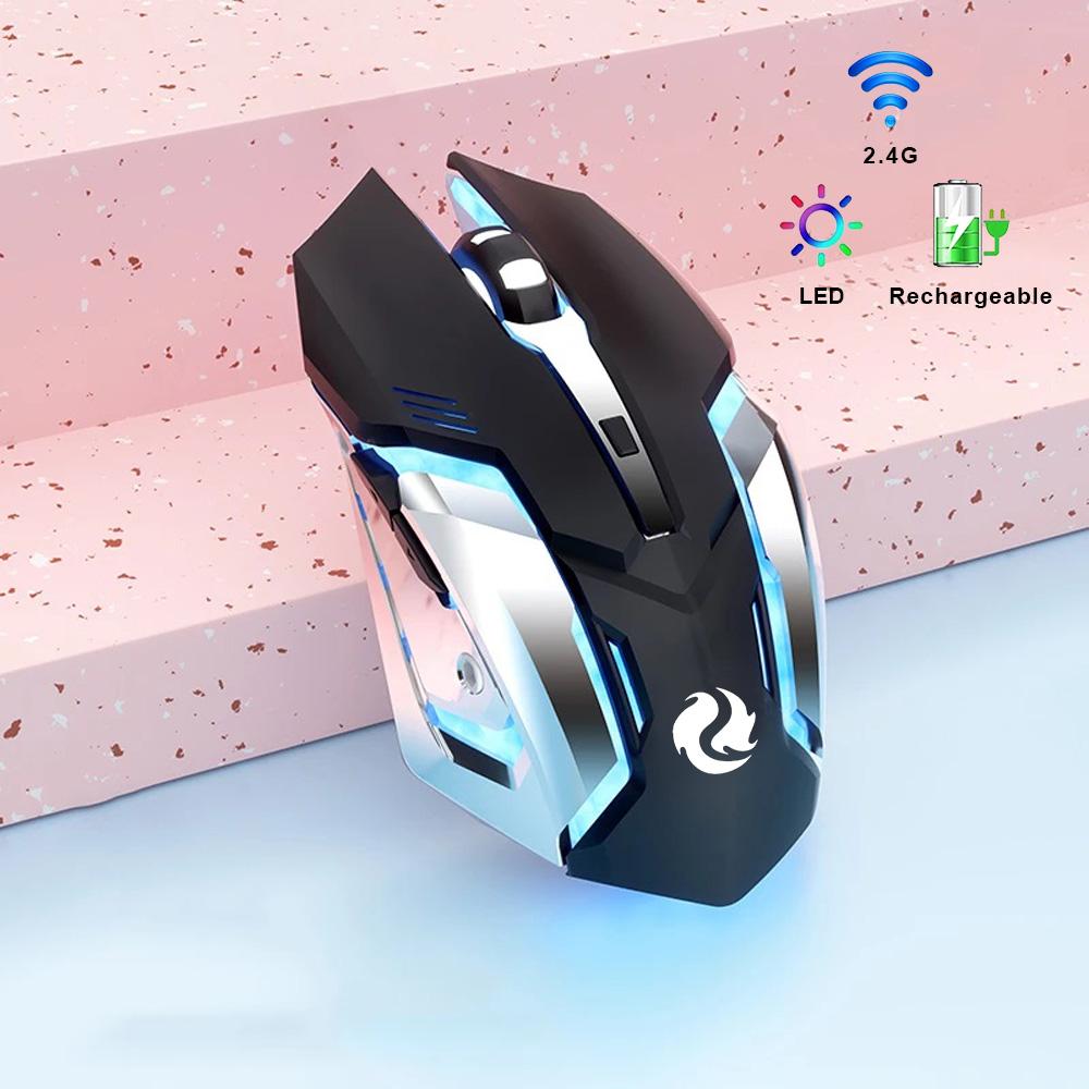 Gaming Maus Wiederaufladbare 2,4 gwireless Bluetooth Maus Stumm Ergonomische Maus Für Computer Laptop Led-hintergrundbeleuchtung Mäuse Für Ios Android no Bluetooth schwarz