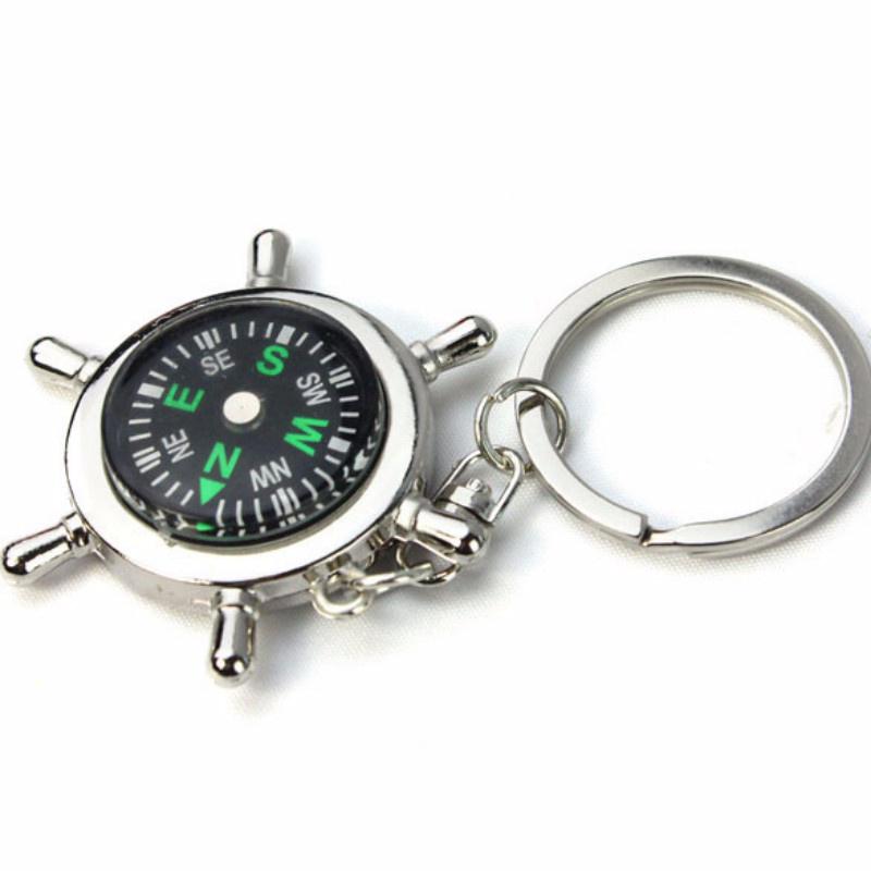 Camping Wandern Survival Multi Tool Schmuckstück Neue tragbare Legierung Silber Nautischer Kompass Helm Schlüsselanhänger