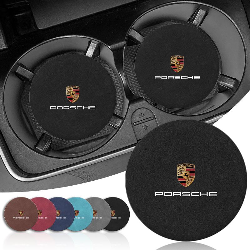 Auto Anti-Rutsch Einlage Getränkeuntersetzer Autozubehör Für Porsche Cayenne Panamera Macan Boxster 911 Carrera-GT 944 918 917 2pcs rot