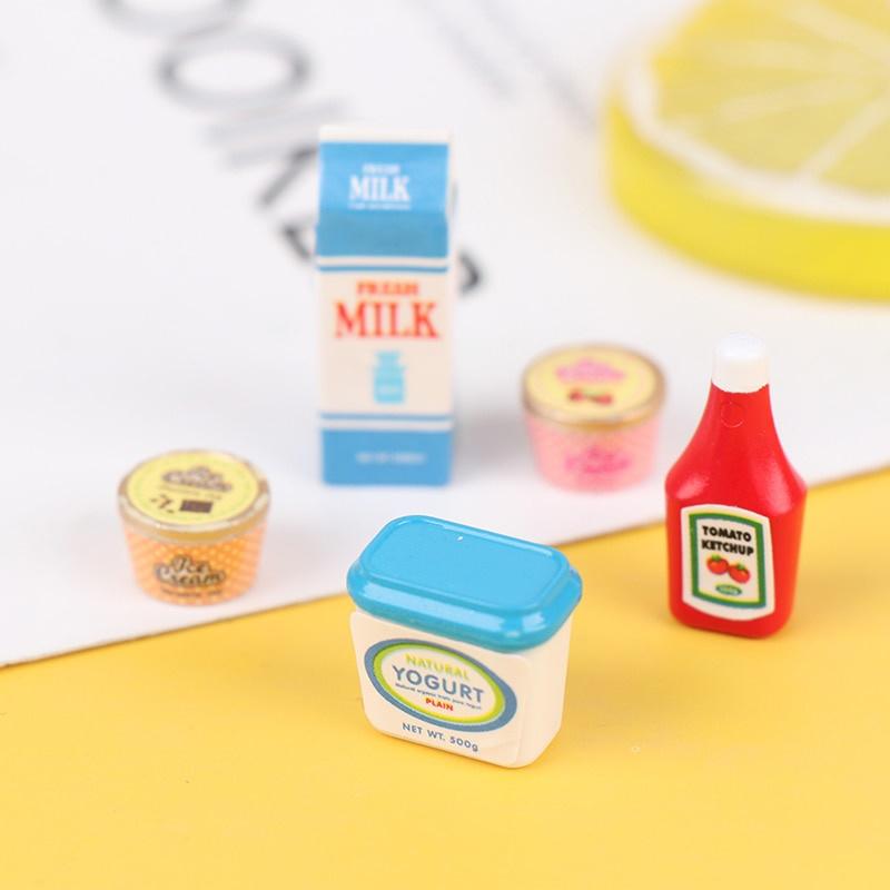 5 Stück 1:12 Miniatur Lebensmittel Mini Tomatensauce Eis Joghurt Puppen Küche Spielzeug Puppenhaus 5Pcs/Set
