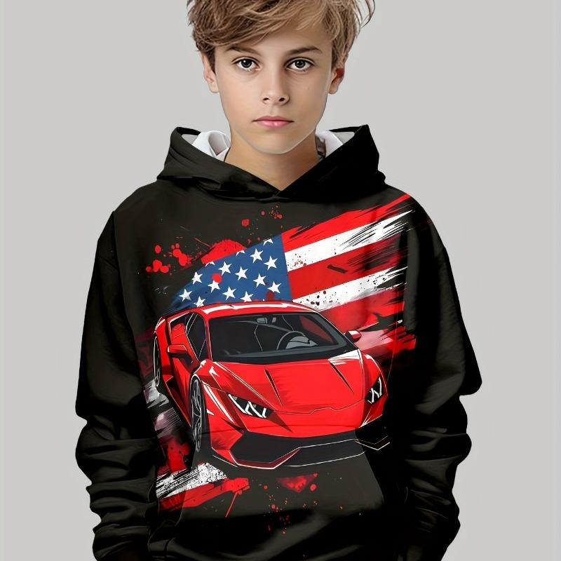 Kinderkleidung Jungen Hoodies Sport Auto 3D Druck Kinder Frühling Herbst Kleidung Casual Jungen Kleidung Pullover Mode Kinderkleidung 140CM black
