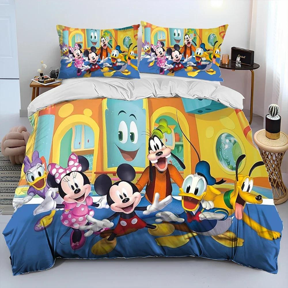 Mickey Maus Cartoon Donald Duck HD Bettdecke Bettwäsche Set Bettbezug Bett Set Steppdecke Bezug Kissenbezug Königin Bettwäsche Set Erwachsener Kind EU King(240*220cm)3pcs