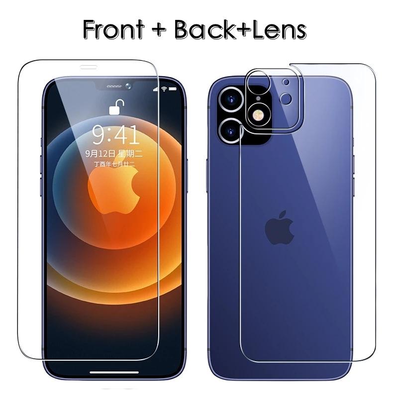 Vorne und hinten gehärtetes Glas für iPhone 17 16 15 14 13 12 Pro Max Displayschutzfolie für iPhone 11 Pro Max XS XR XS Max 8 7 Plus Kameraobjektiv Glasfolie iPhone 17 Air transparent