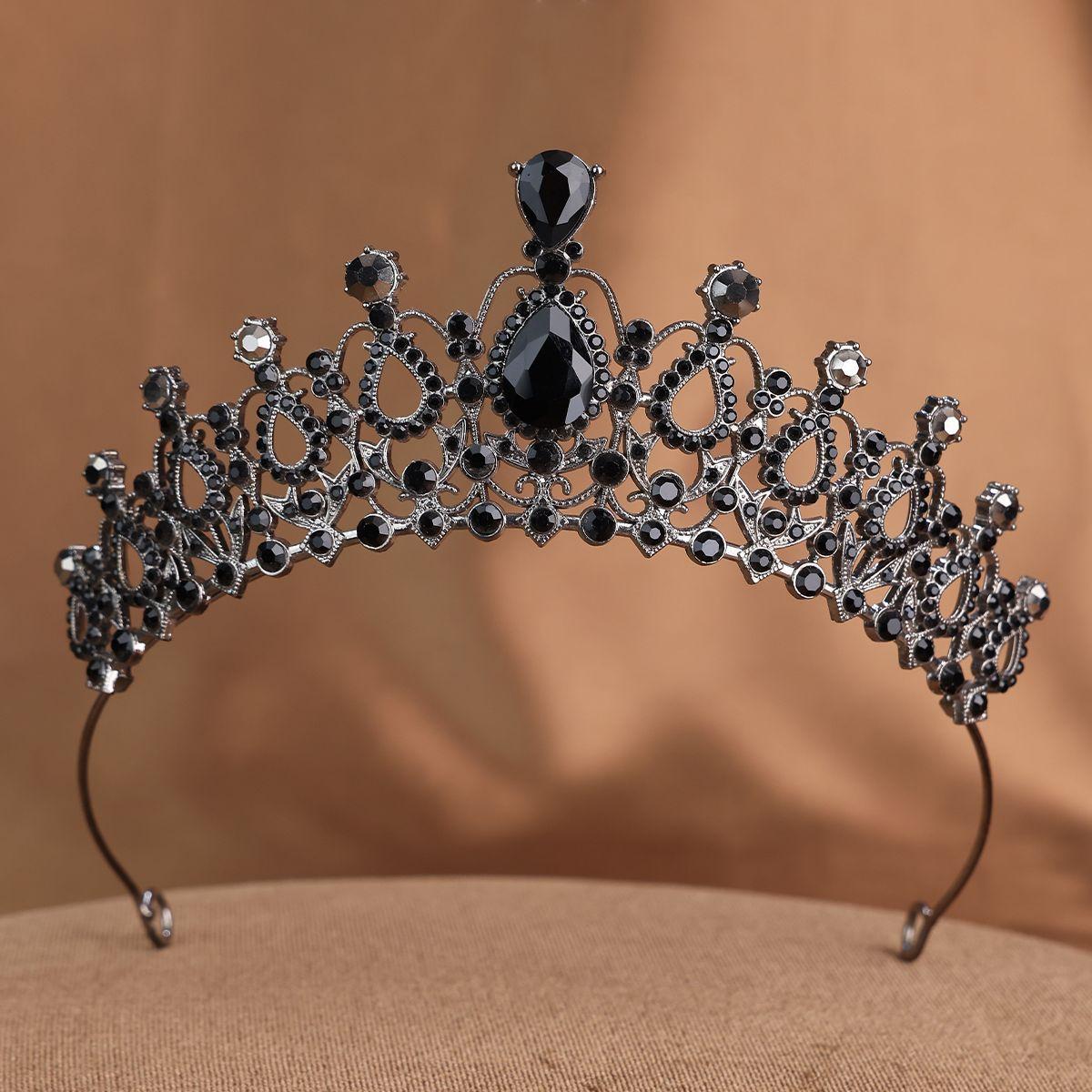 Retro Schwarzes Diadem Königinnen Halloween Krone Hochzeits- und Dinner-Accessoires Halloween Make-up und Haar-Accessoires black