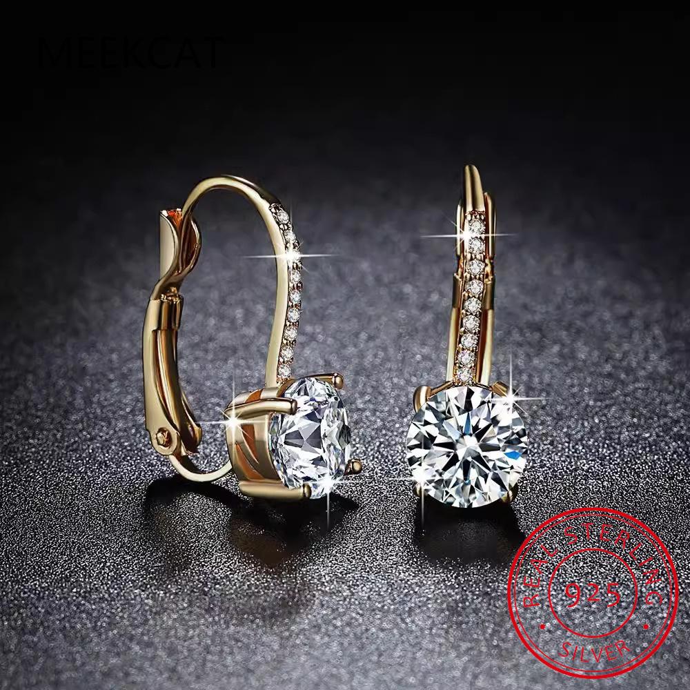 18K Gold 2 Karat Moissanit Creolen 8mm Labor Diamant Ohrring für Damen Original 925 Silber Schmuck Huggies gold