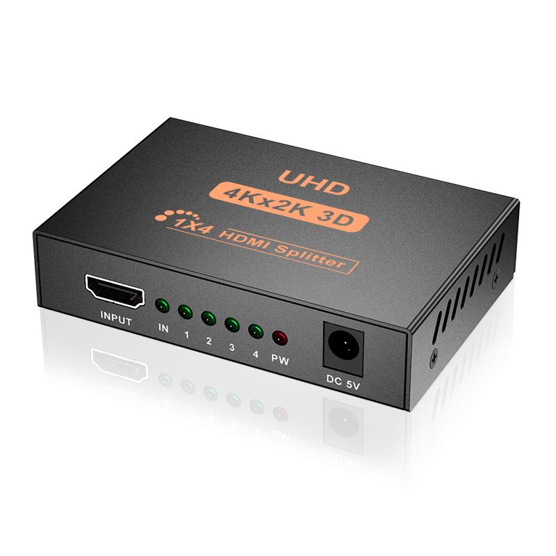 4K HDMI Splitter Switcher 1 Eingang 4 Ausgänge HDMI-kompatibler Splitter Verstärker HDCP 1080P Dual Display für HDTV DVD PS3/4 Xbox