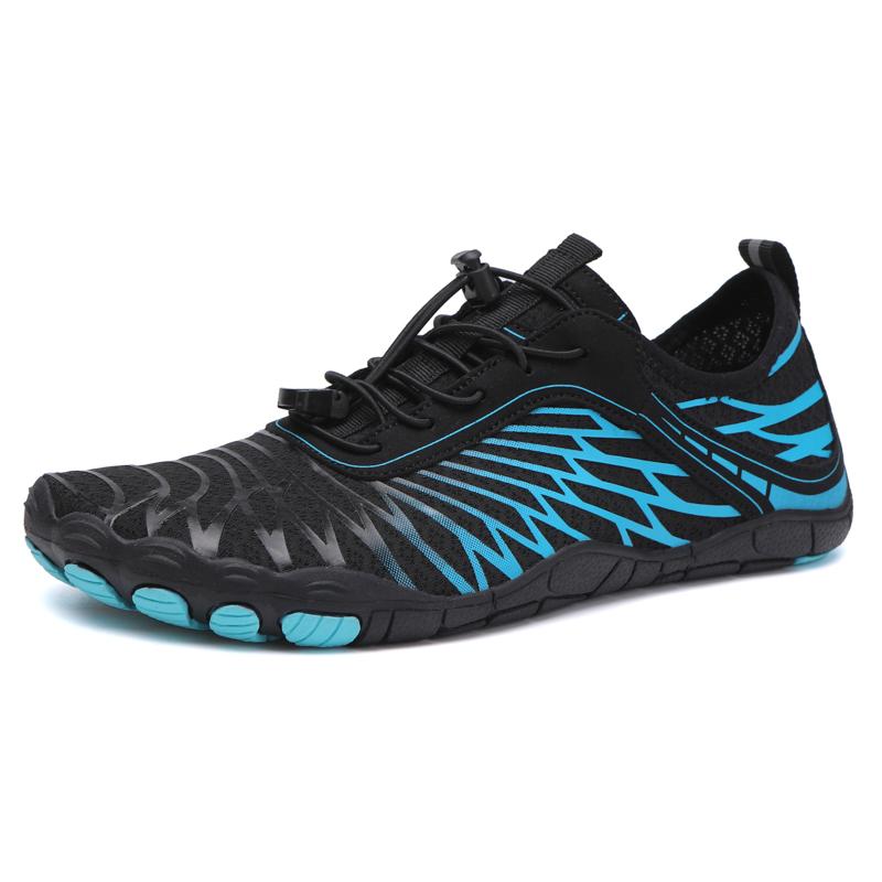 Wanderschuhe Barfußschuhe Damen Herren Pro Wasserschuhe Damen Herren Barfuß Wanderschuhe Reiseschuhe Breite Zehenbox Rutschfeste Atmungsaktive Zero Drop Schuhe 46 blau/schwarz