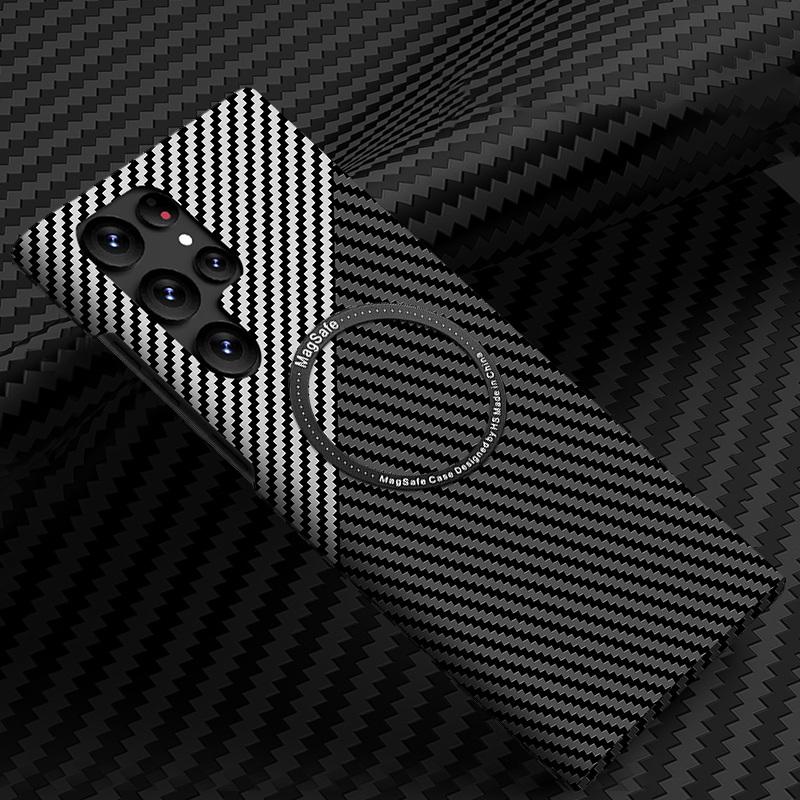 Für Magsafe Slim Carbon Fiber Hard Case für Samsung Galaxy S23 Ultra S22 S21 Ultra S23 Plus Frosted Matte Abdeckung coque Für iphone 15 14 13 12 Pro max samsung Z fold 3 weiß