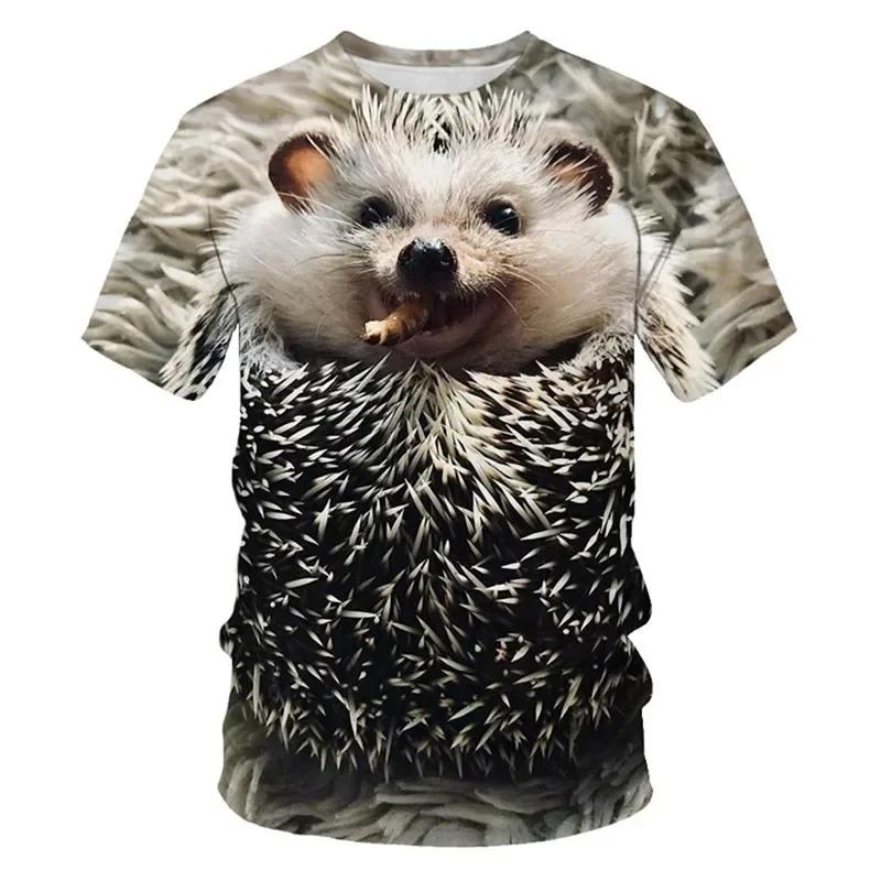 Lustiges Tier Igel 3D-Druck T-Shirts Sommer Übergroß Harajuku Rundhals Kurzarm Herren T-shirts 3XL