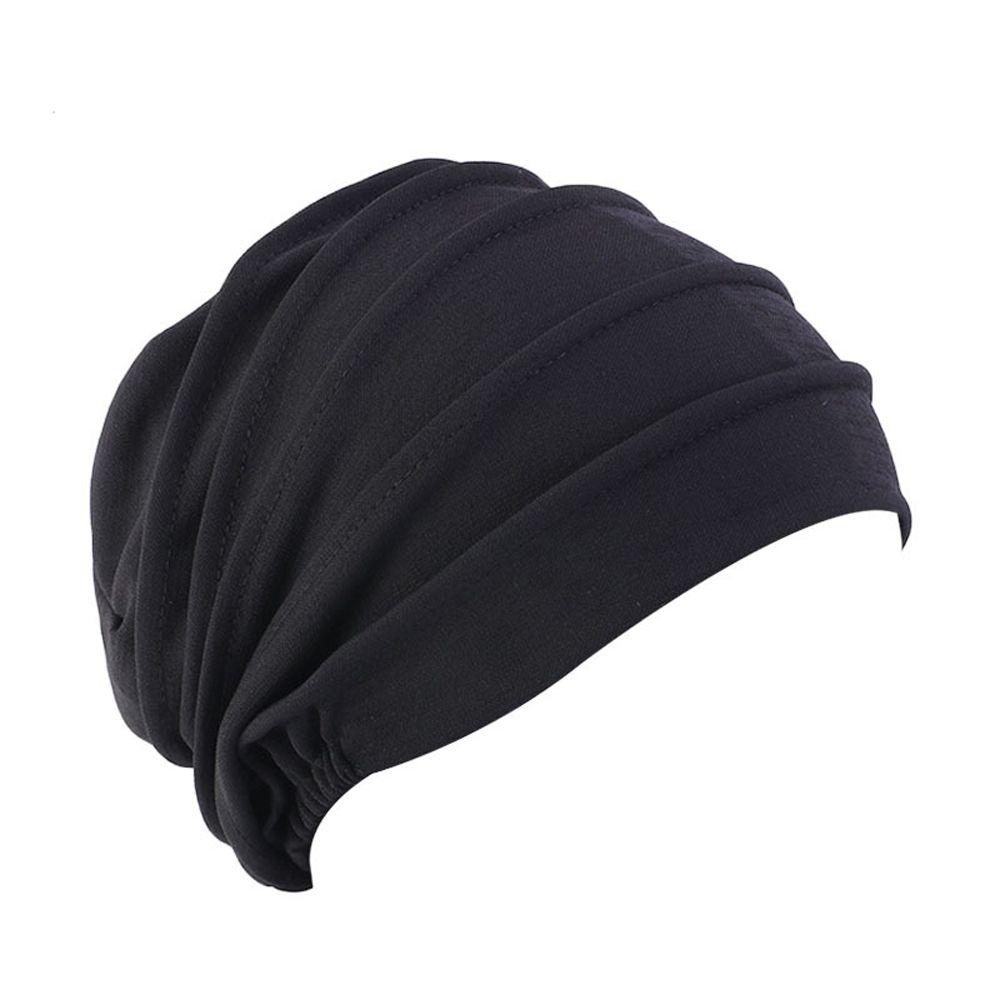 Baumwolle Mode Schlafmützen Turban Beanie Mütze Muslimische Hijabs Damen Kopftuch Chemotherapie Mütze schwarz