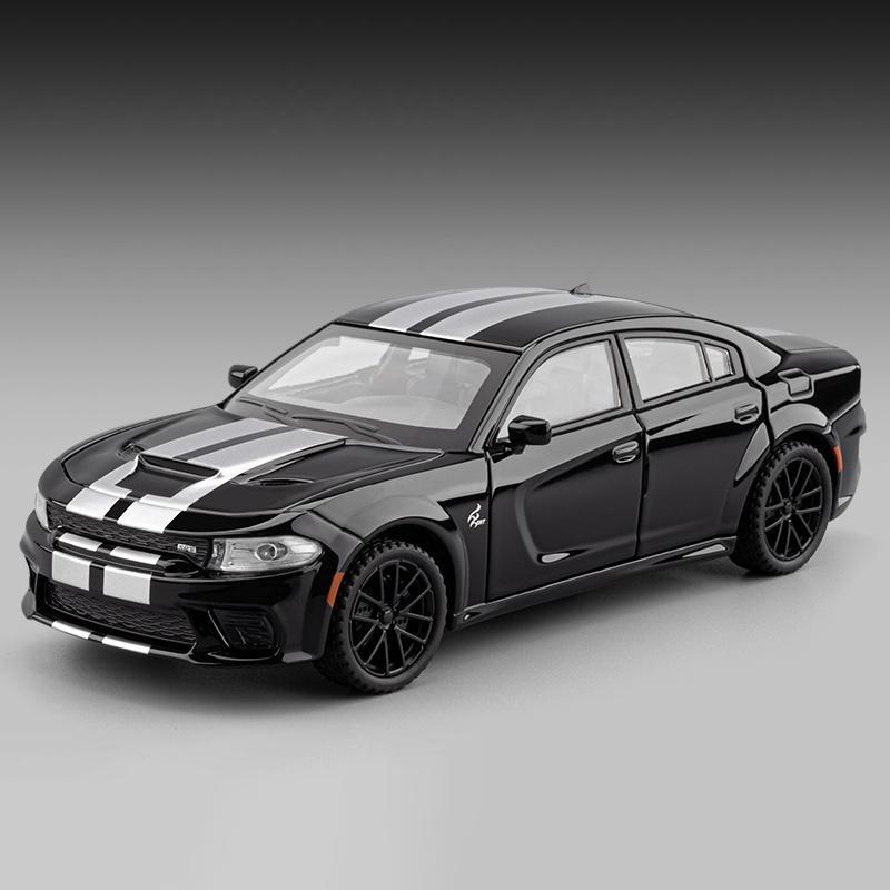 1:32 Dodge Charger SRT Super Sportwagen Legierung Druckguss Modellauto Hohe Simulation Heimdekoration Ornamente Feiertagsgeschenk Freund schwarz
