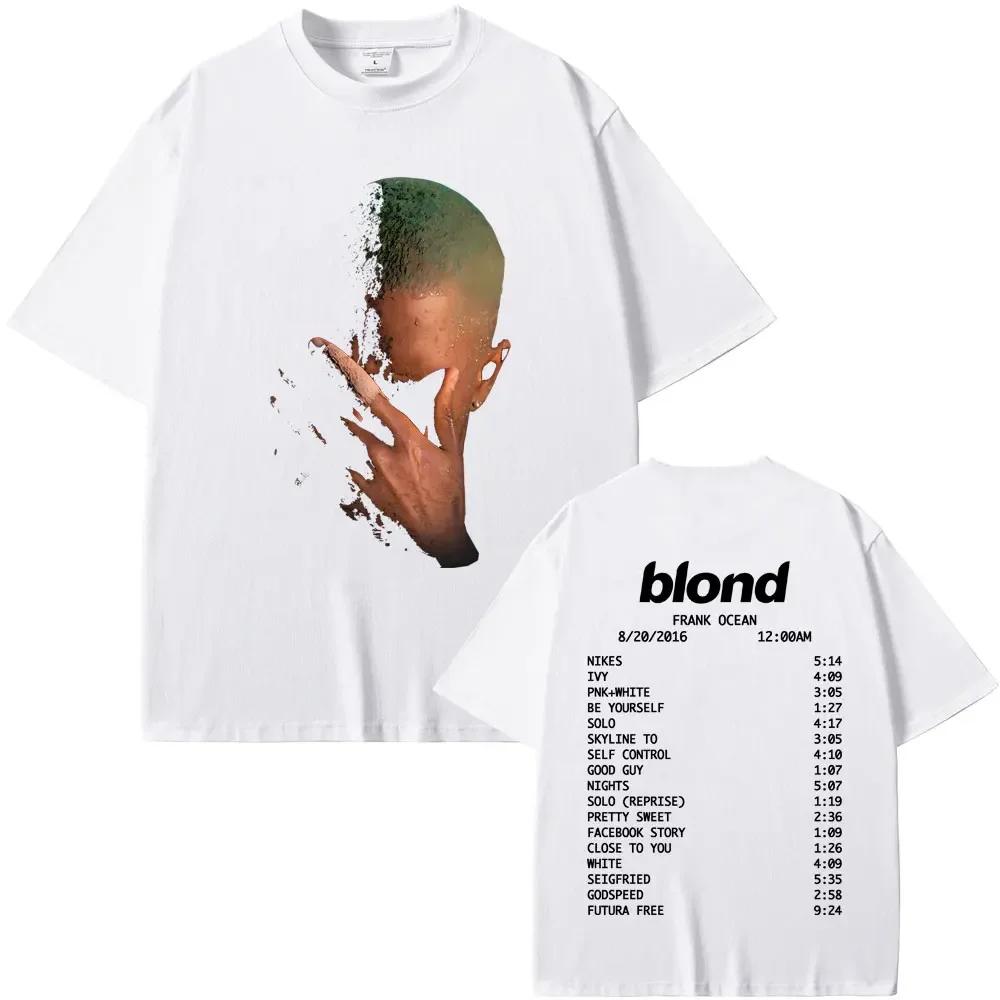 Heißer Verkauf Rapper Frank Mode Grafikdruck T-Shirt Herren Damen Ocean Streetwear Hip Hop Mode Blond Locker Lässig Übergroßes Oberteil Sommer Neues T-Shirt XXL elfenbein