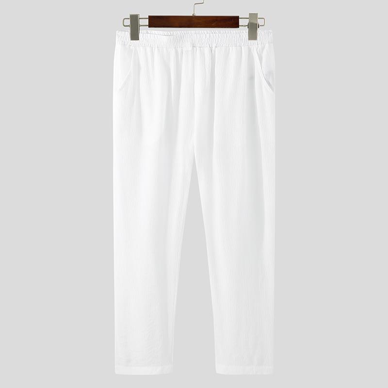 INCERUN Herren-Pyjama-Hose aus Netzstoff, durchsichtige Unterwäsche, lange Hose, Nachthose, Unterhose 4XL weiß