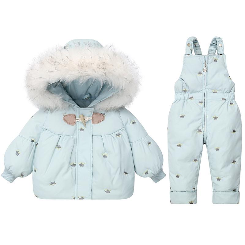 Winter Kinderbekleidung Set Zweiteilig Mädchen Daunenjacke Baby Schneeanzug Kleidung Overalls für Kinder Kleinkind Jumpsuit Mantel 100cm