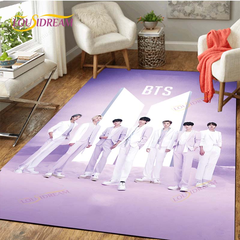 Kpop Bangtan Boys Teppich für Wohnzimmer Weiche BTS Fußmatte Teppiche für Schlafzimmer Fußmatte Rutschfeste Teppiche Badezimmermatte Teppich 80cm x 120cm