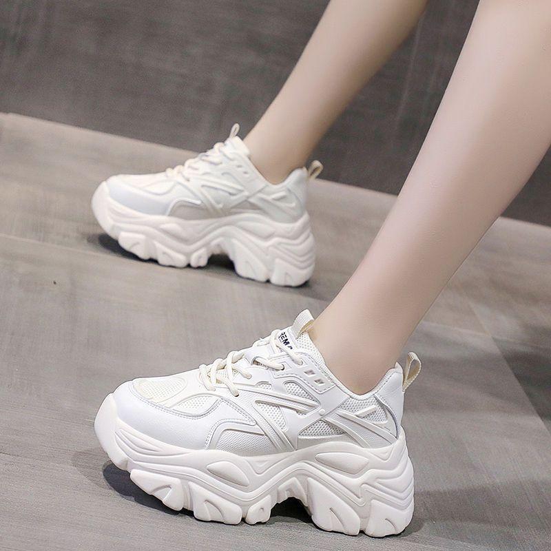 Herbst und Winter Neue Plateau Weiße Schuhe Alles Passend Sport Erhöhte Einlagige Schuhe Schlankmachende Dad Schuhe Damen Ins Mode 40