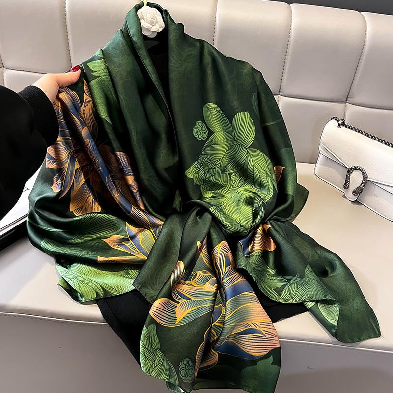Seidenschal Damen Schals Damenmode Blumen Für Reisen Sonnenschutz Sonnencreme Strandtücher Klimaanlagen Wickel Luxus