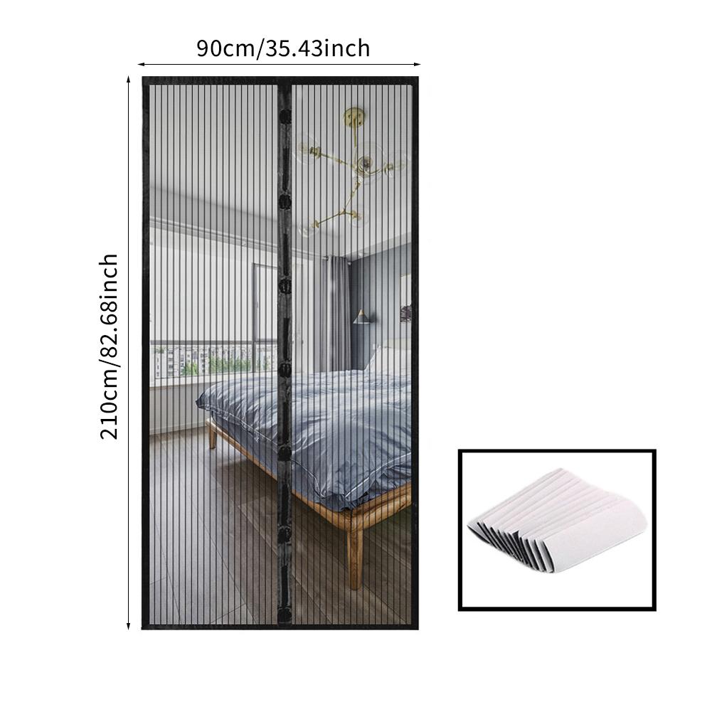 Magnetischer Fliegengitter-Türvorhang, Anti-Moskito-Insekten, Fliegenwanzen, Haushaltslüftungs-Türvorhang für Küche, Innen- und Wohnzimmer, Babypflege 90*210cm(Nylon schwarz
