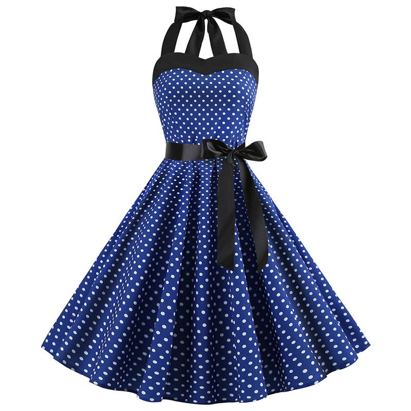 Sexy Retro Rotes Polka Dot Kleid Audrey Hepburn Vintage Neckholder Kleid 50er 60er Gothic Pin Up Rockabilly Kleid Plus Size Robe XL