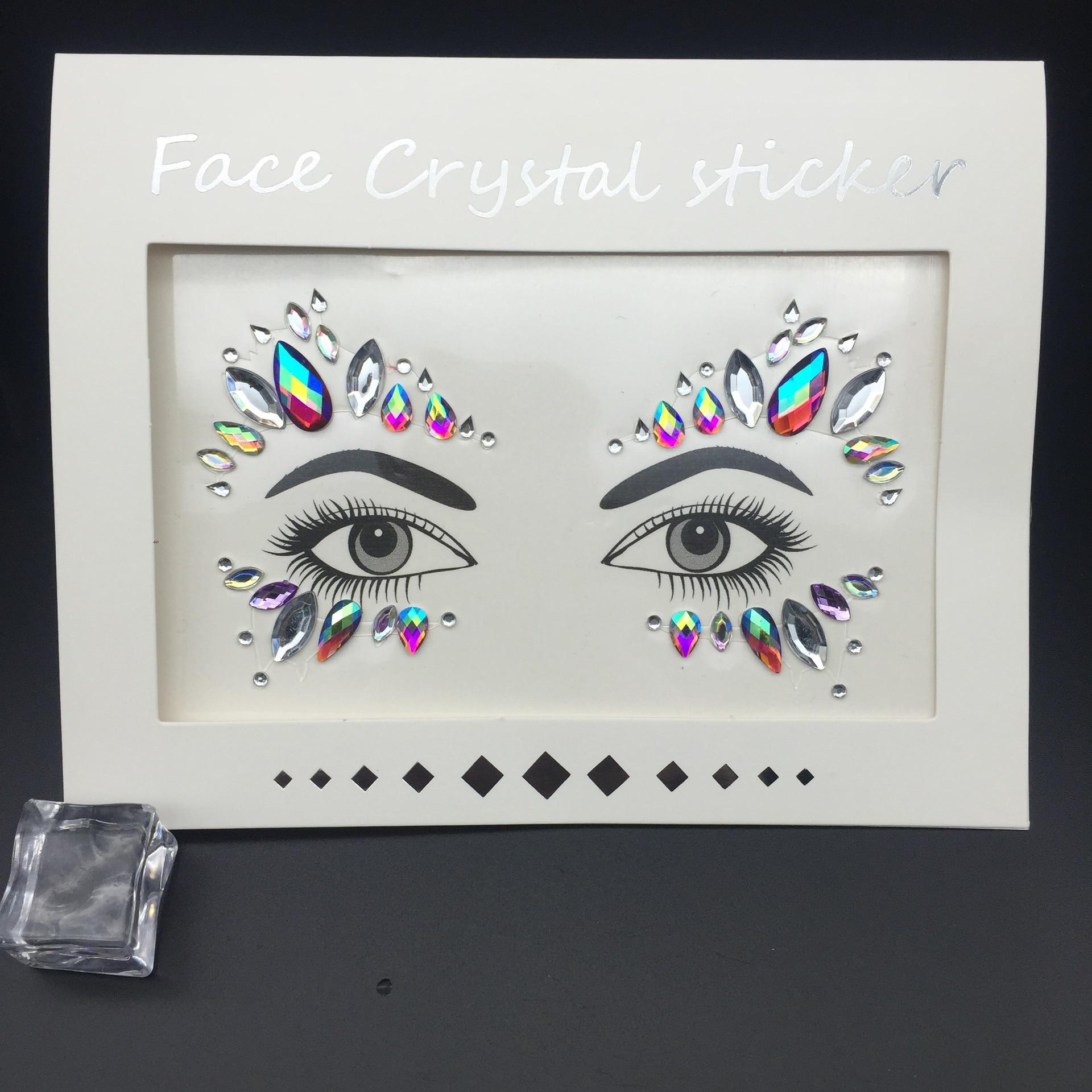 Kristall Tattoo Aufkleber Glitter Eyeliner Augenbrauen Make-Up Gesicht Augen Diamant Temporäre Tattoo Rock Strass 3D Eyeliner Aufkleber