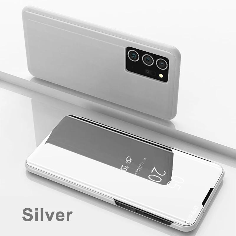 Spiegel-Klapphüllen für Samsung Galaxy S25 EDGE, S24, S23, S22, S21, S20 Ultra Plus, Samsung S24, S23, S21 FE, Note 20 Ultra Galaxy S20 Ultra silber