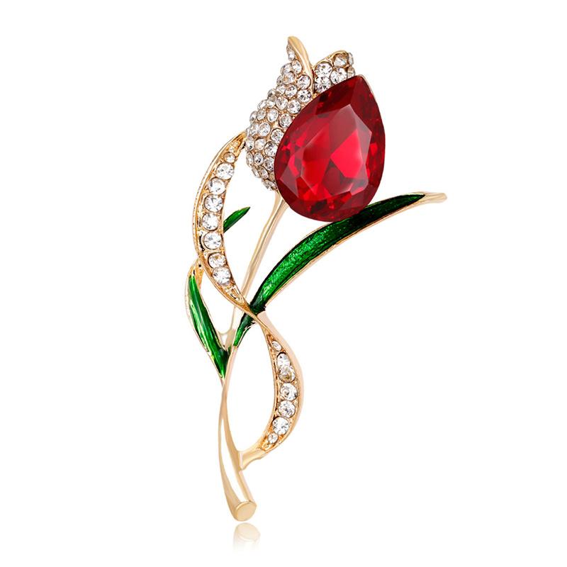 High-End Exquisite Tulpenbrosche Legierung Strass Corsage Zubehör Kleidung Zubehör Corsage brown