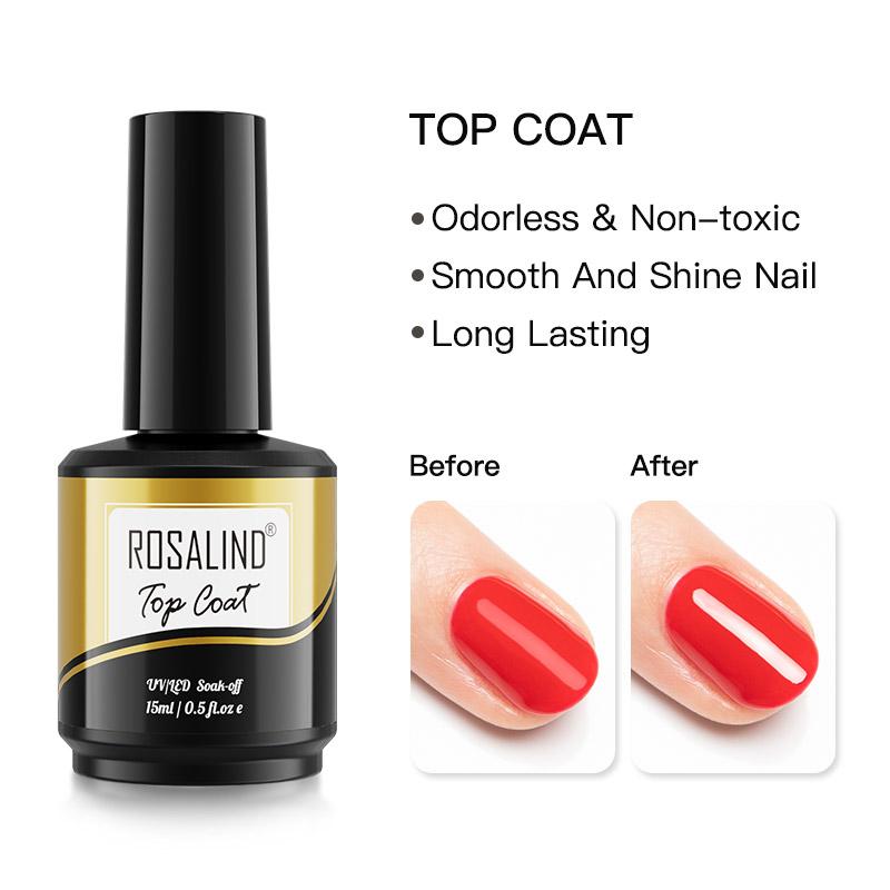 ROSALIND 15ml UV-Nagellack Gel Basislack Top Coat Gel Lack Soak Off Gel Polish
