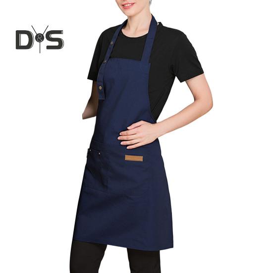 Verschleißfeste Küchenschürze, verstellbare Mode, Bar, Geschäft, Café, Arbeitskleidung, Hausarbeitsschürze dunkelblaue