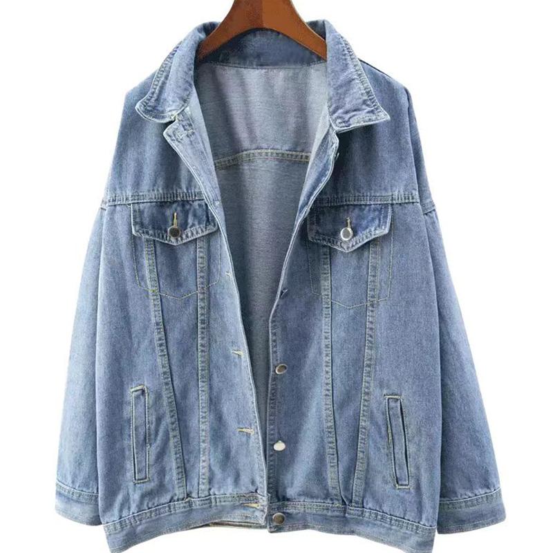 Extra große Damen-Jeansjacke, koreanische Version, lockere Jeansjacke für Studenten, Oberteil, L-5XL L